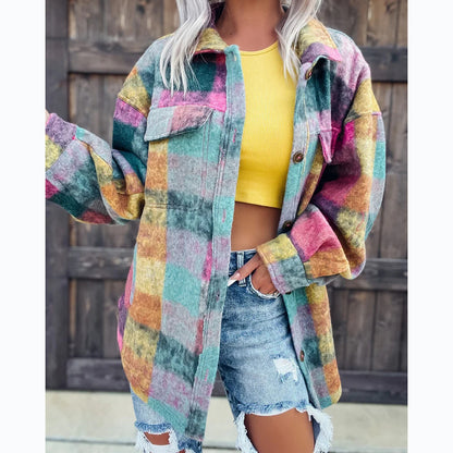 Woolen Colorful Casual Coat