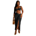 Pleated Backless Spaghetti Straps Skirt Set