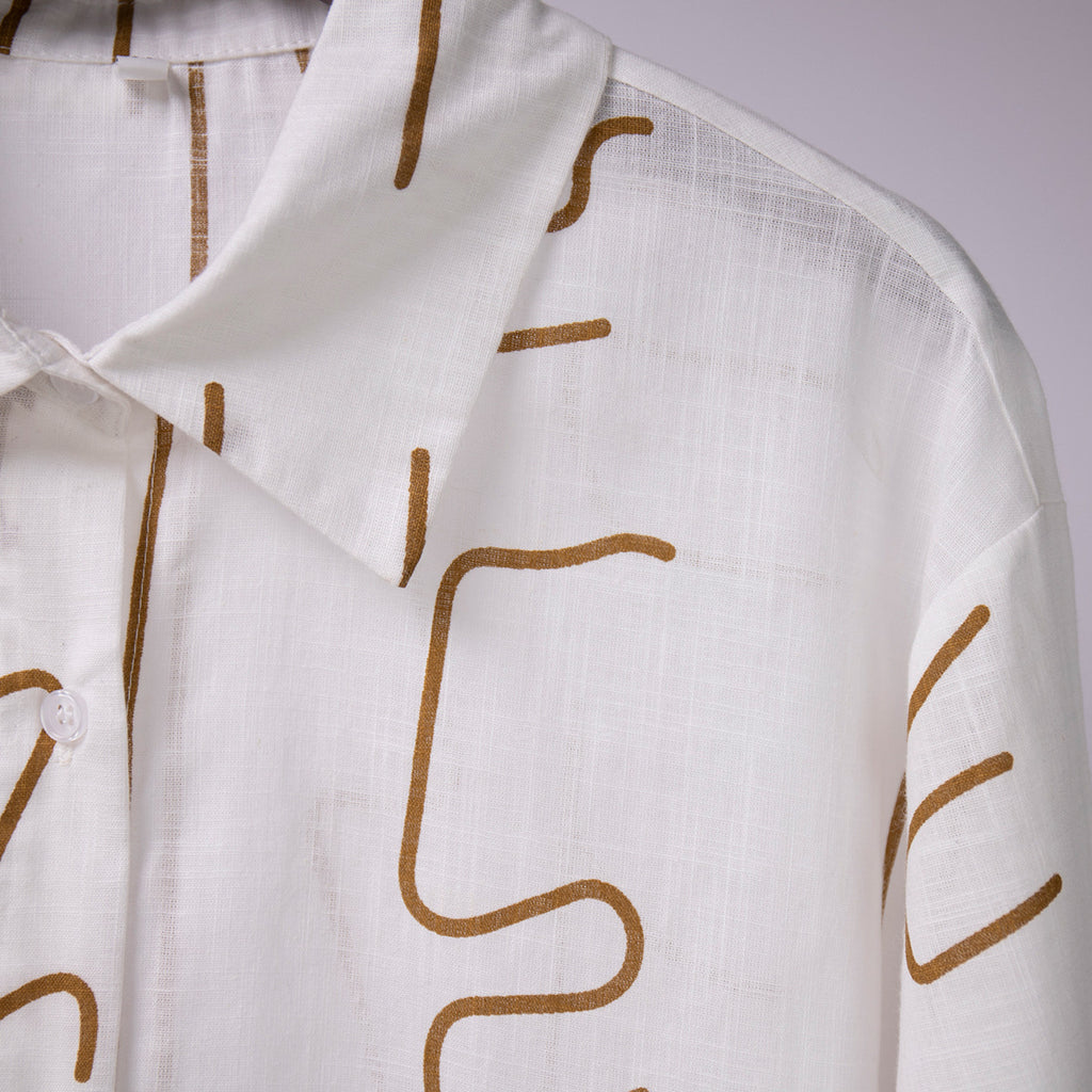 Abstract Printed Two Piece Linen Set