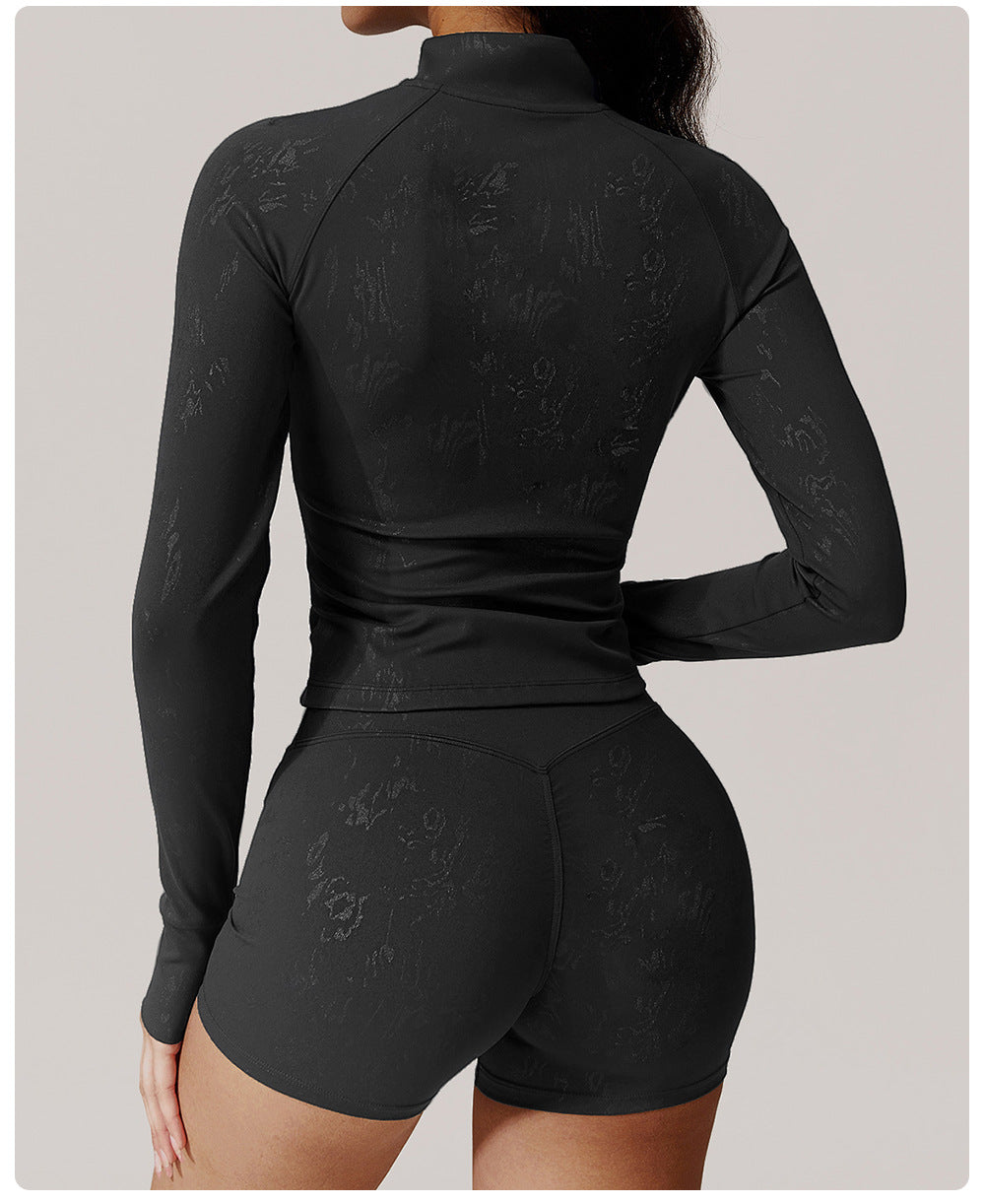 Silver Quick Drying Tight Long Sleeve Running Top Breathable Nude Feel Training Fitness Yoga Wear Coat Women