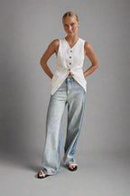Wide Leg Washed Polo Jeans