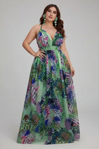 Curve Chiffon Spaghetti Straps Maxi Dress