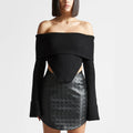 Off Shoulder Gray Backless Sweater