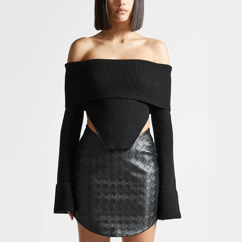 Off Shoulder Backless Sweater