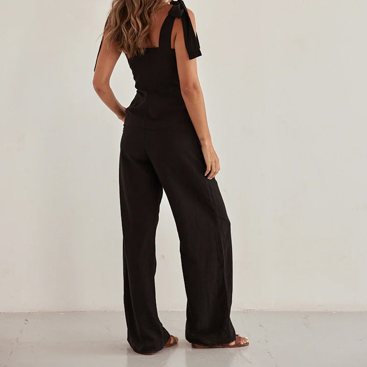 Black Bandeau Sling Pants Set