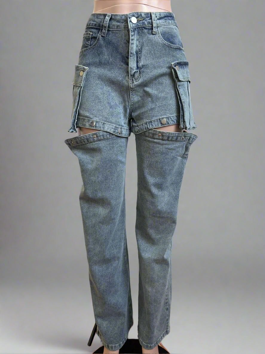 Detachable Hanging Denim Pants