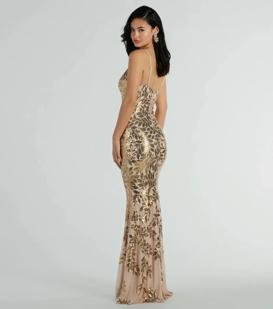 Sequined Backless Spaghetti Strap Dress