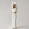 White Knitting Sweater Skirt Set