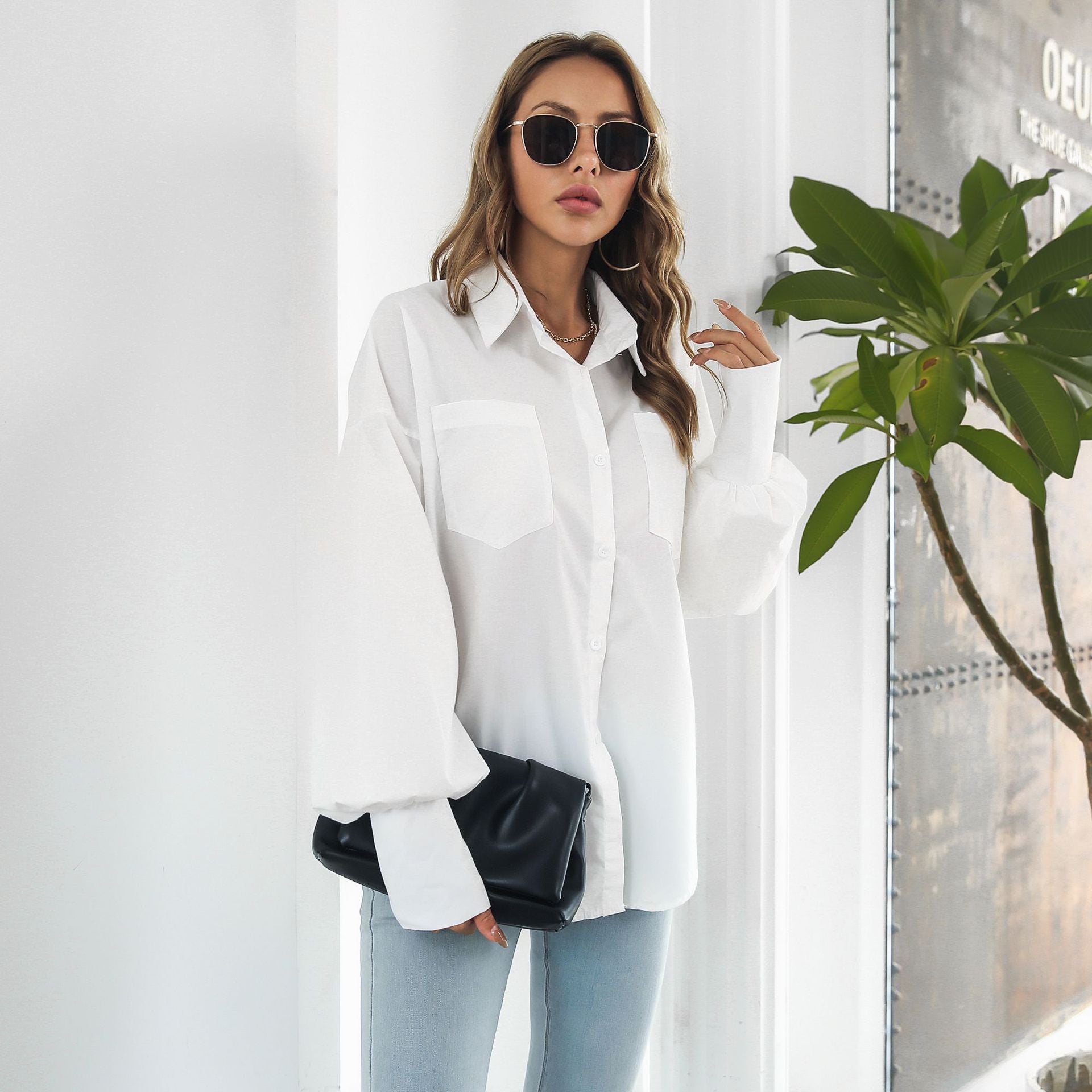 Cotton Lantern Sleeve Top