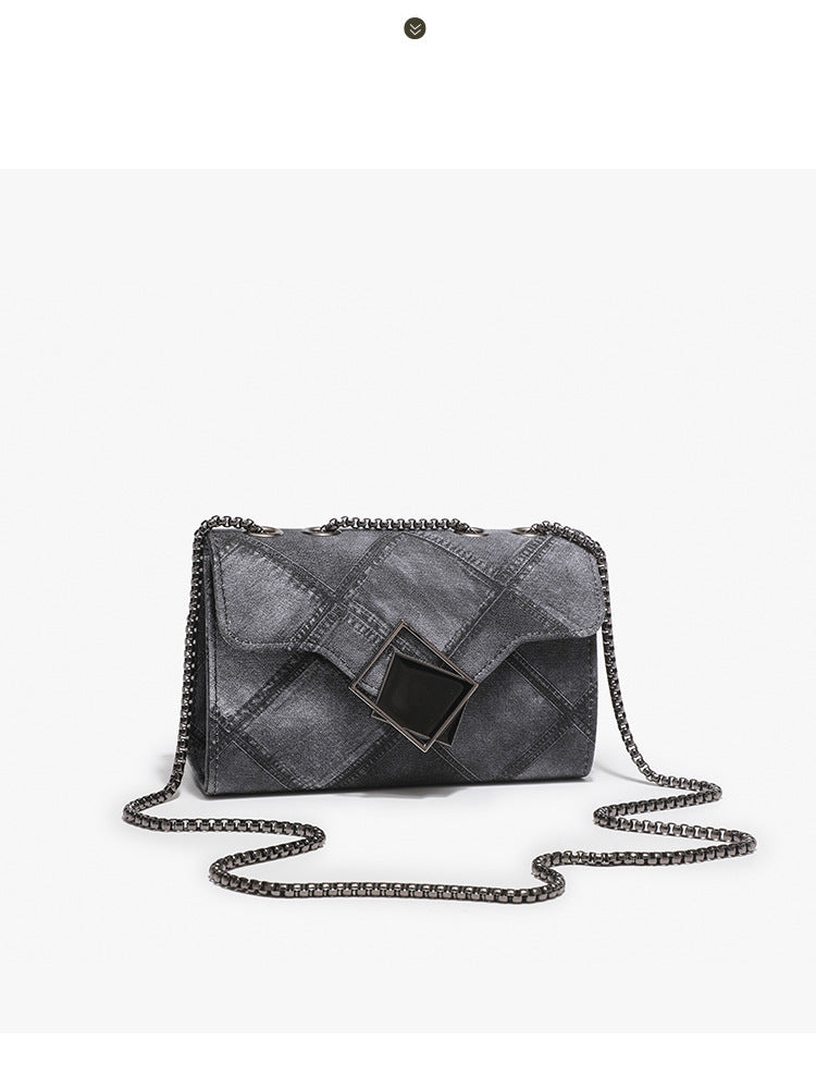 Gradient Rhombus Embossed Chain Messenger Bag
