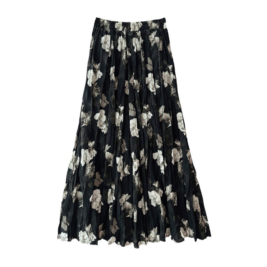 Camellia Retro Pleated Skirt