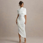 Elegant Slim Pleated Backless Sheath Dress