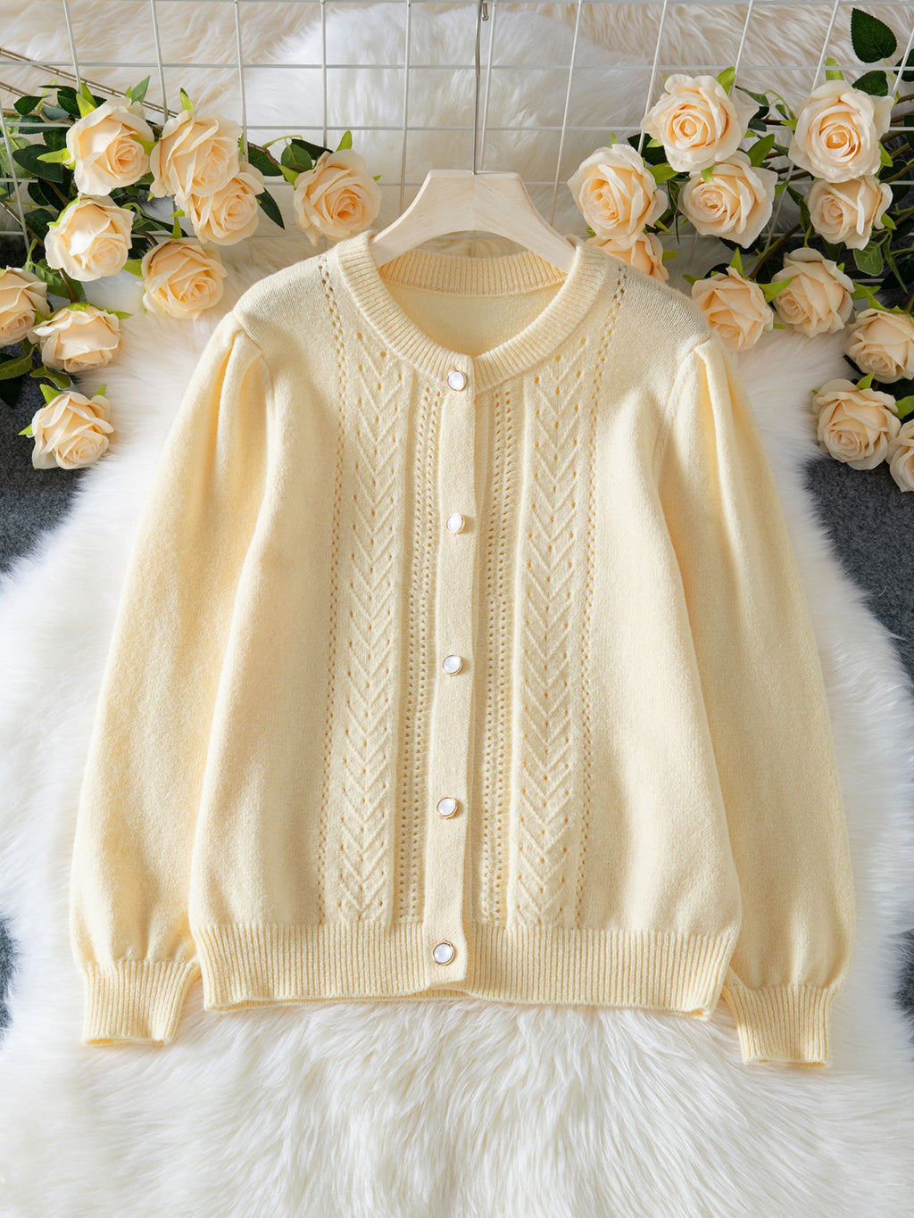 Elegant Knitted Crocheted Cardigan