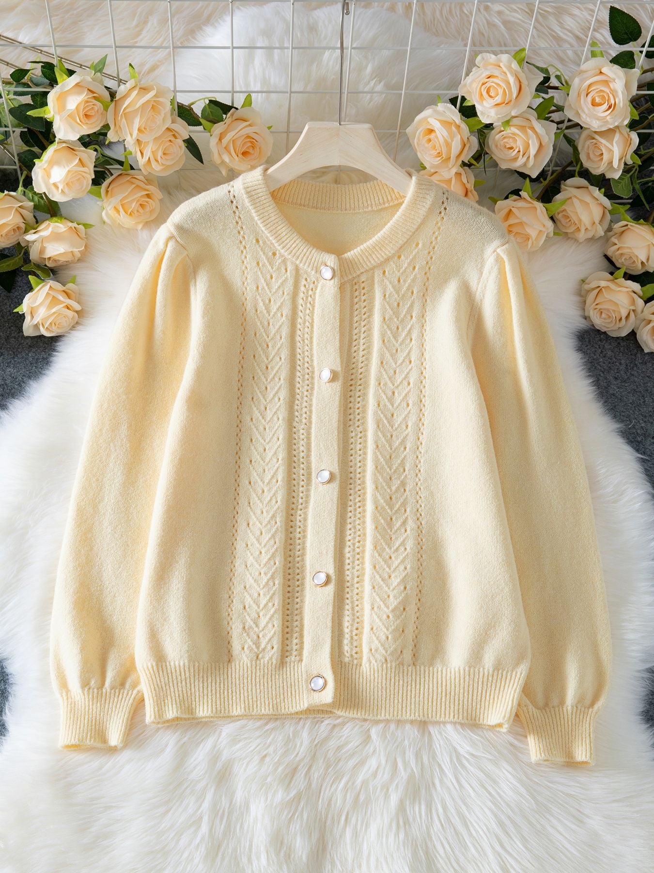 Elegant Knitted Crocheted Cardigan