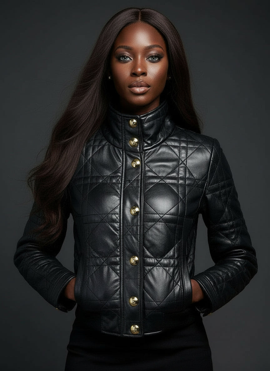 Goods Star Locomotive Plaid Style Leather Jacket