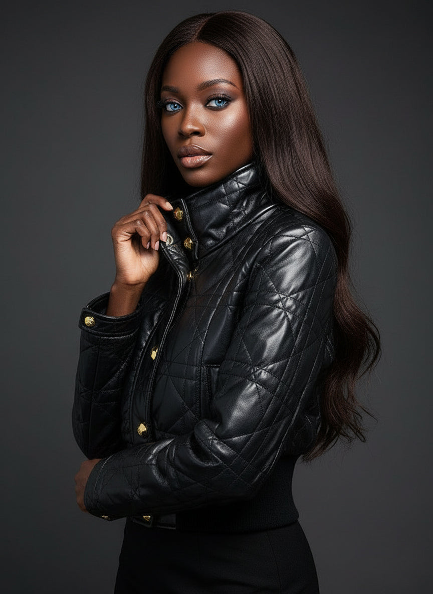 Goods Star Locomotive Plaid Style Leather Jacket