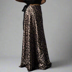 Satin Draping Leopard Print Skirt