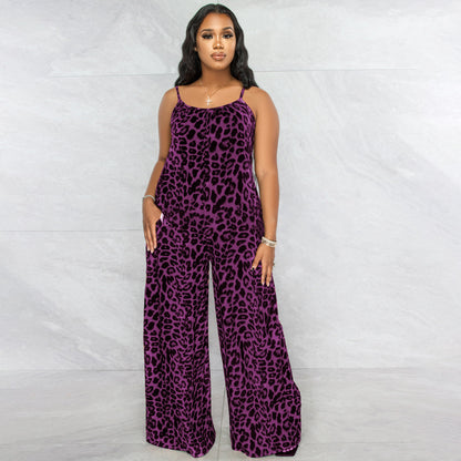 Leopard Print Strap Jumpsuit