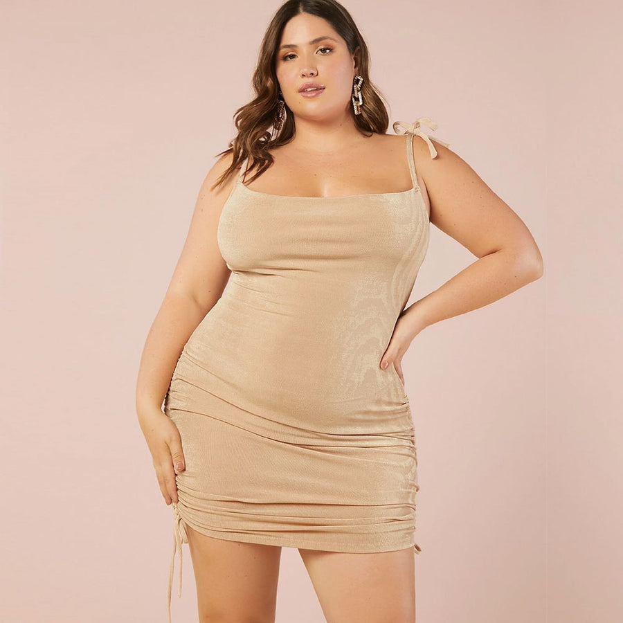 Curve Sheath Tied Spaghetti Strap Party Dress