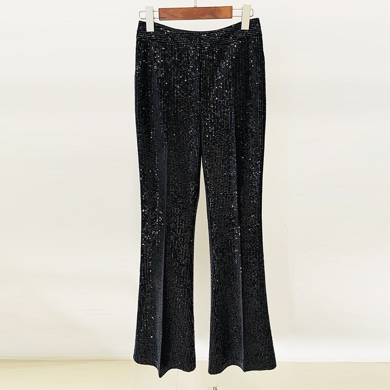 Velvet Sequined Top & Pants Suit