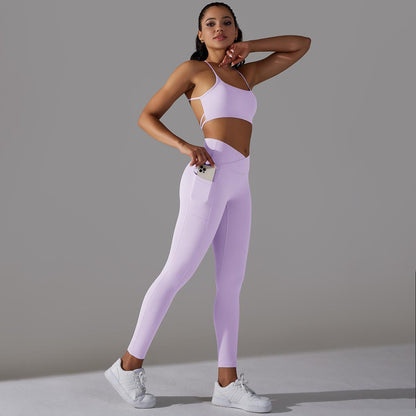 Strap Bra & Active Pants Pocket Set