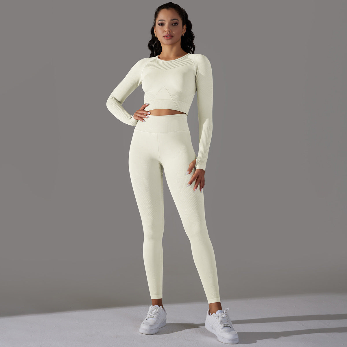 Seamless Knitted Long Sleeve Activewear Set