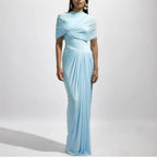 Retro Shawl Ruffle Wrap Maxi Dress