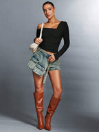 Unique Design Square Collar Short Top