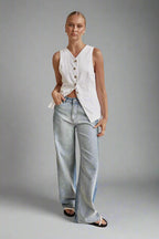 Wide Leg Washed Polo Jeans