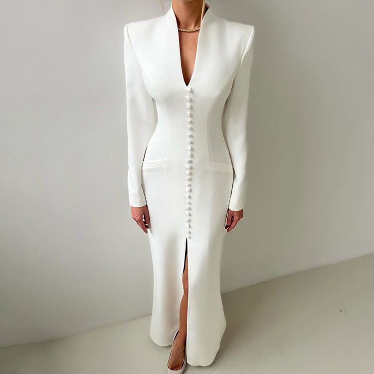 Split French Button Dress