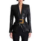 The Noir Cinch Faux Leather Jacket