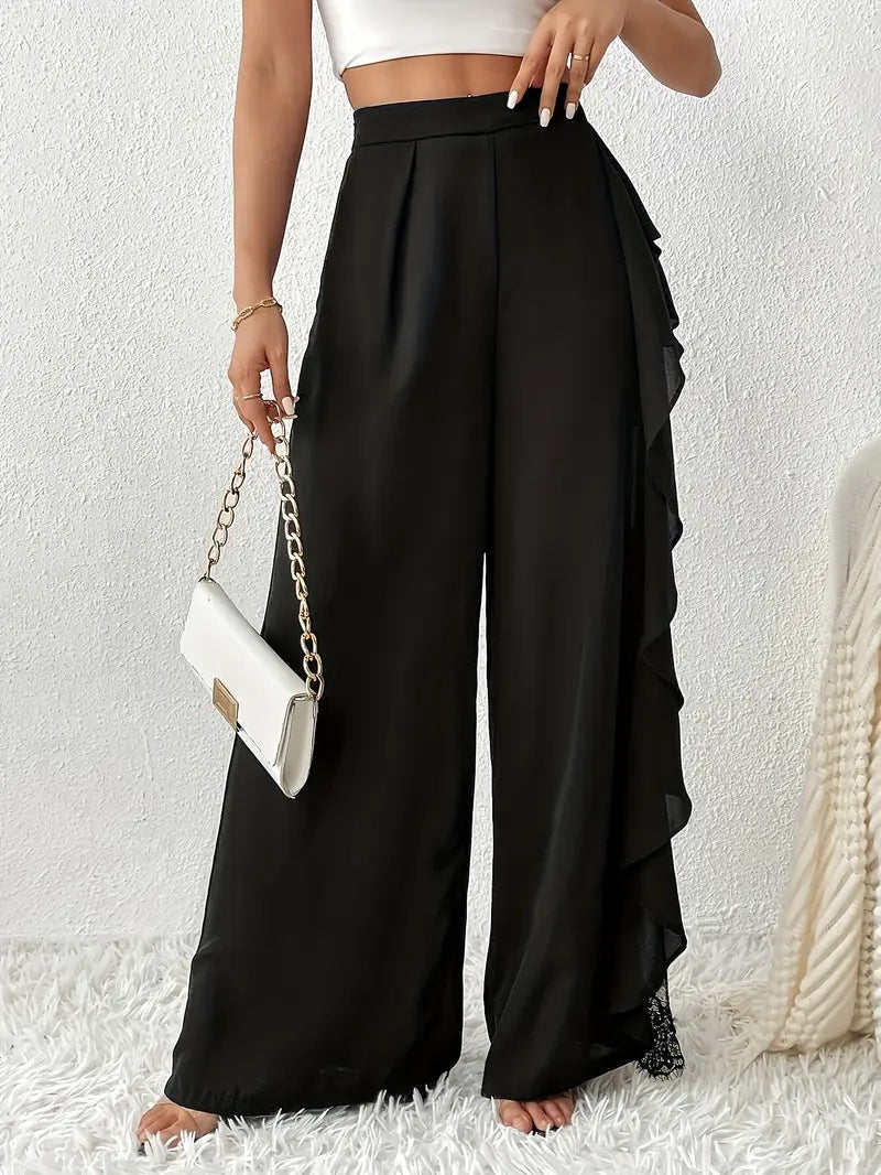 Asymmetric Lace Draping Pants