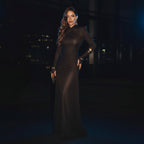 Noir Rope-Tie Ruched Maxi Dress