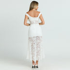 Short Sleeve Slimming Split Lace Dress
