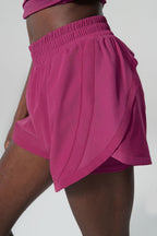 Loose Faux Two-Piece Sports Shorts | Hidden Pocket Yoga Shorts
