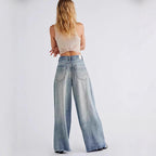 Retro Washed Drooping Wide Leg Denim Jeans