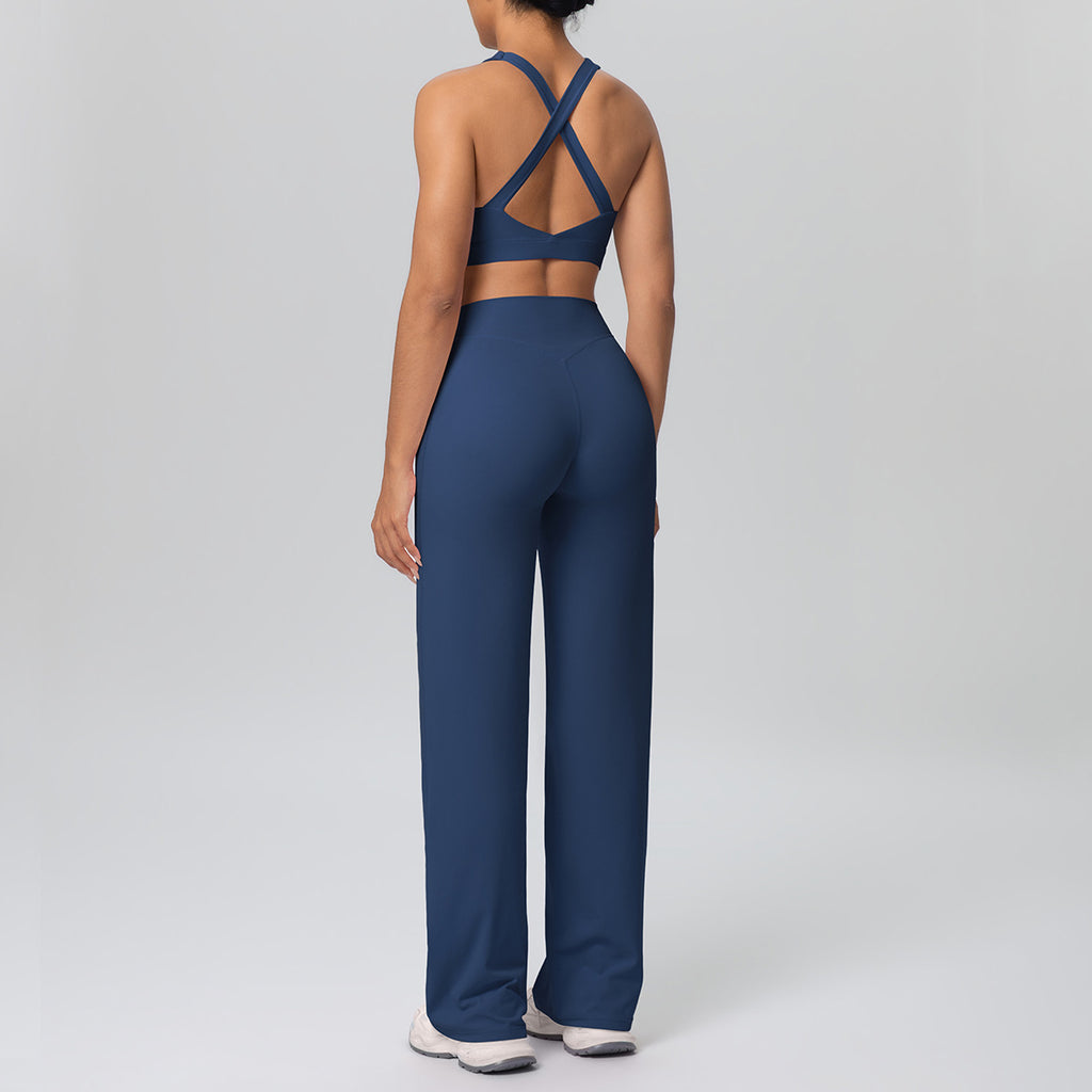 Cross Strap Bra & Straight Leg Active Pants