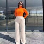 Casual White Bootleg Thin Pants