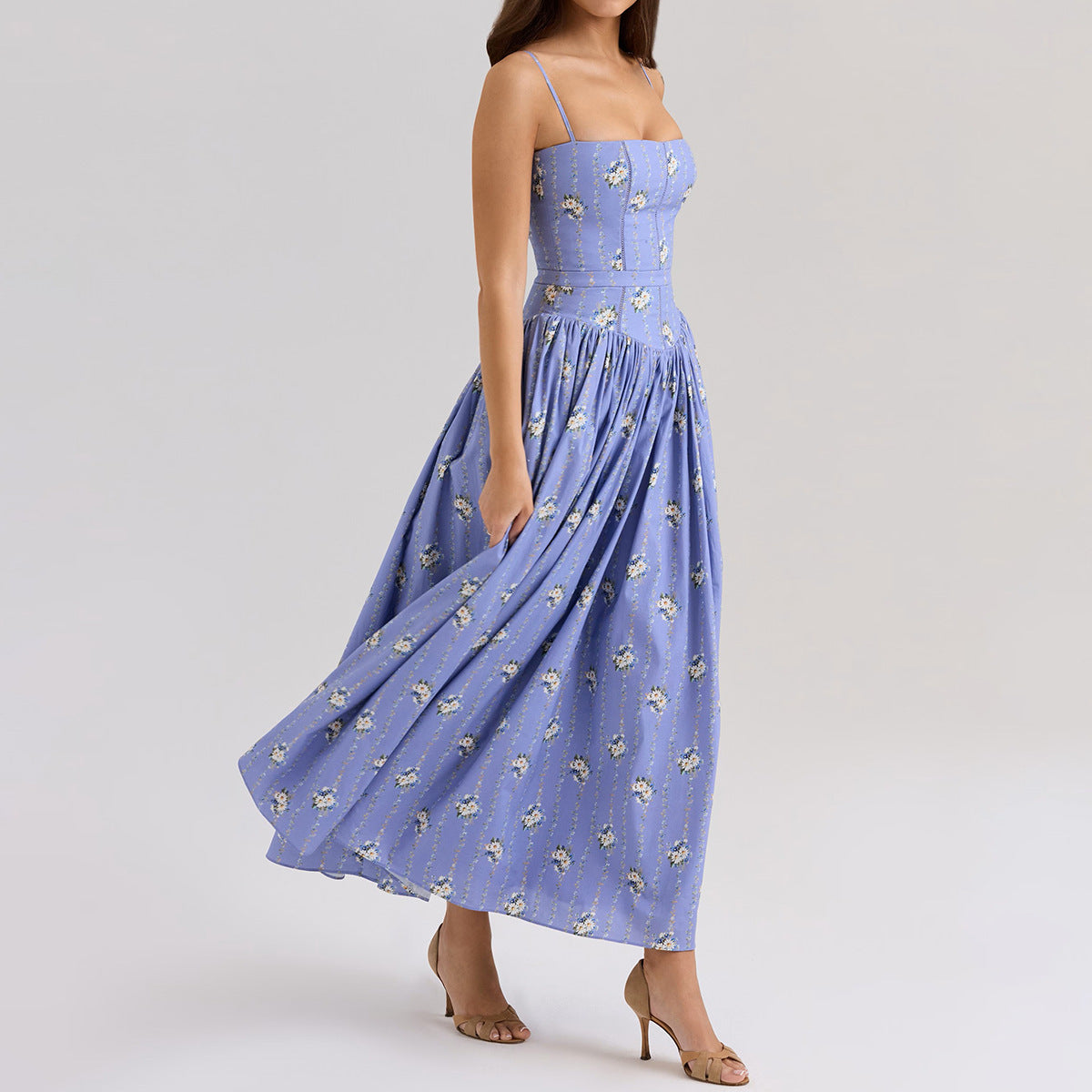 Backless Floral Maxi Dress