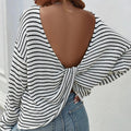 Striped Backless Cross Rope Top