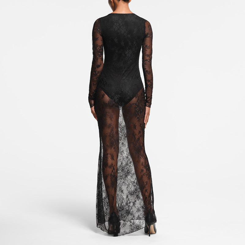 Deep V Plunge Lace Lining Base Dress