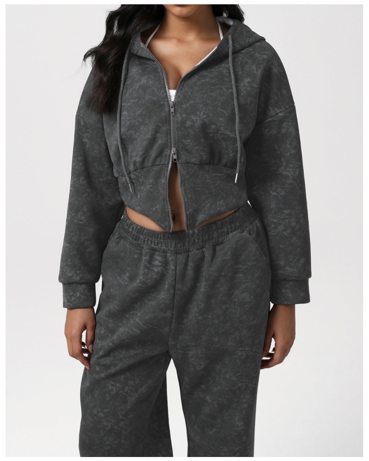 Autumn Winter Sports Yoga High Waist Casual Pants Printed Hooded Jacket Fitness Set Outdoor Sportswear