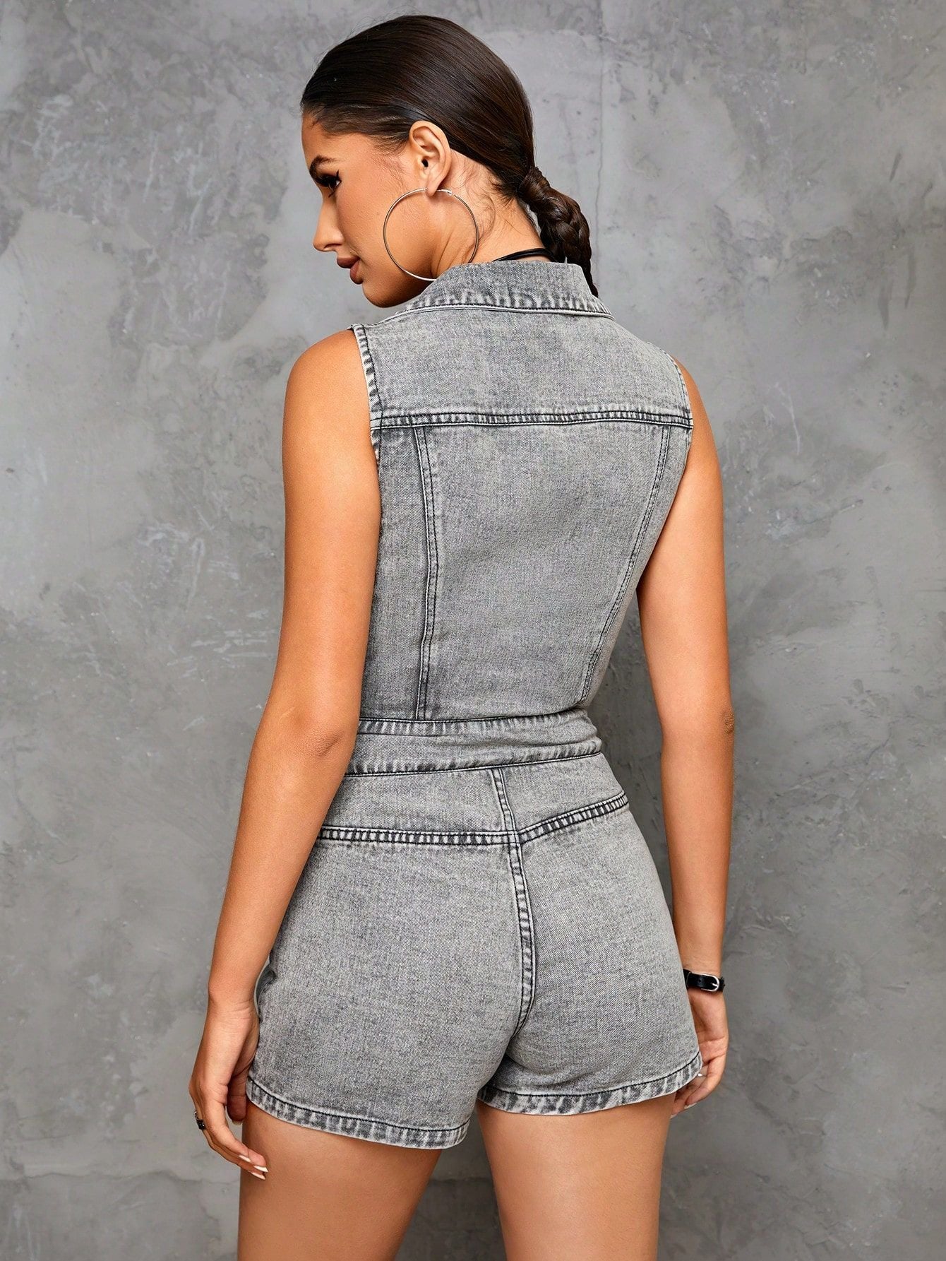Casual Denim Romper