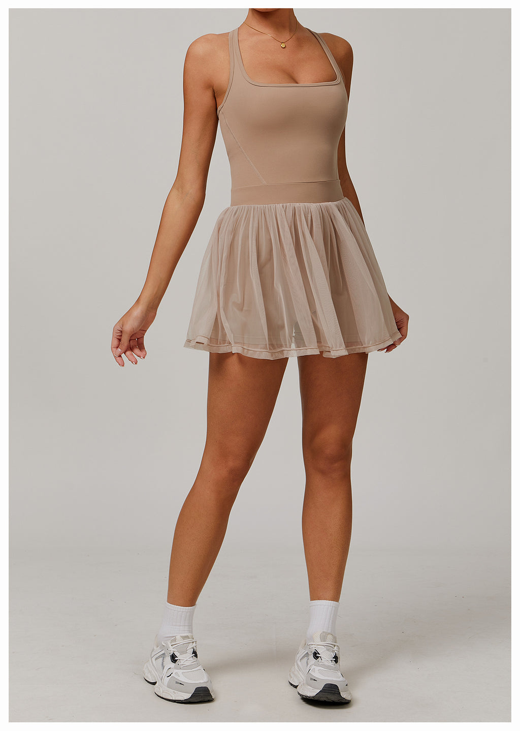 Sollinarry Faux Two Pieces Sustainable Recycled Dress Mesh Breathable Quick Drying Sports Running Anti Exposure Tennis Dress