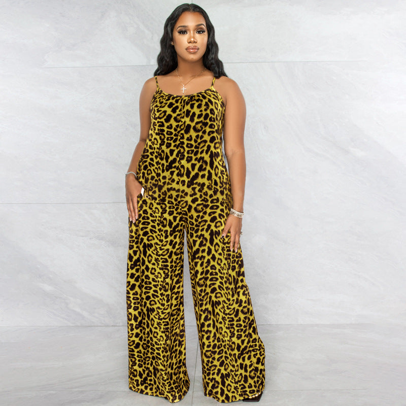 Leopard Print Strap Jumpsuit