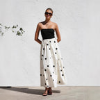 Polka Dot Strapless Midi Wrap Dress
