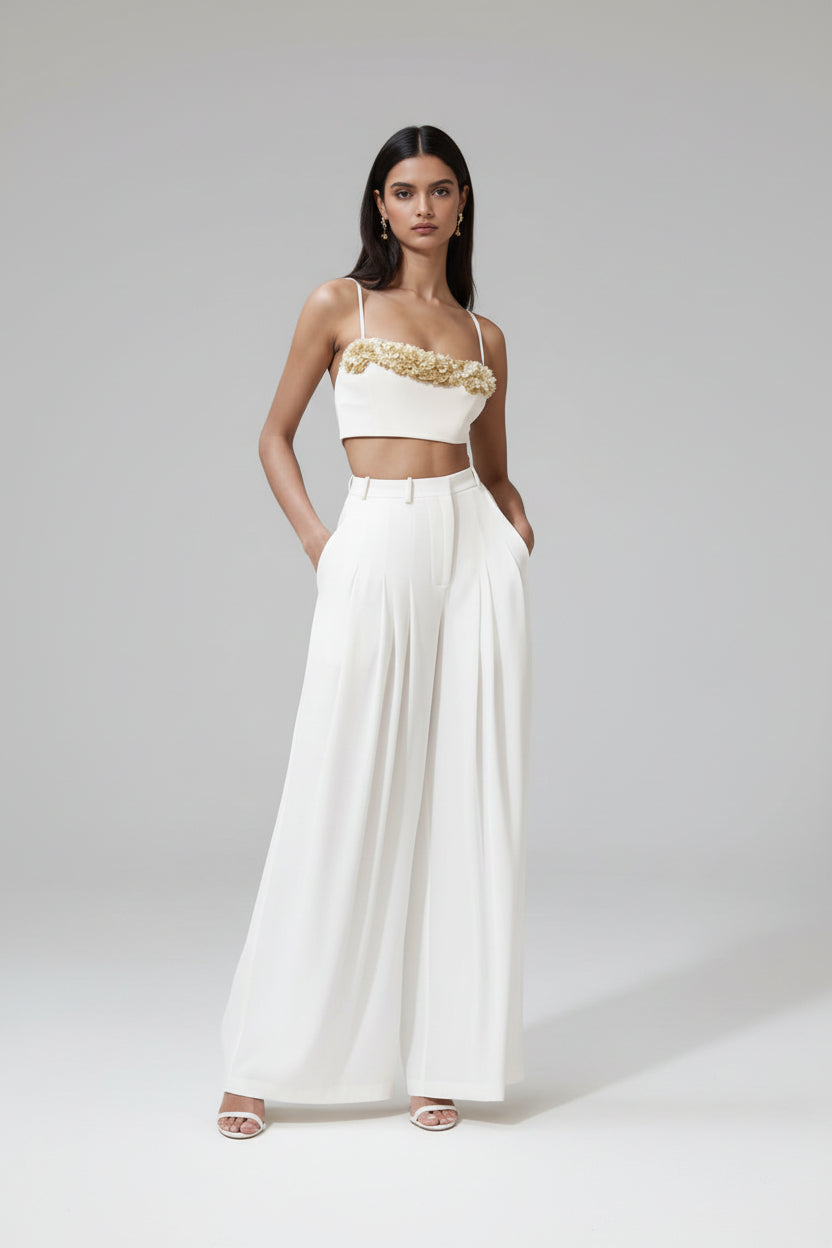 Spring Wide Leg Women Two Piece Sets