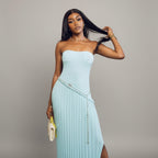 Tube Top Twisted Knitted Split Dress