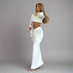Turtleneck Top Pleated Skirt Set