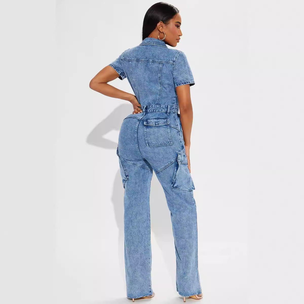 Fried Floral Wash Denim Jumpsuit